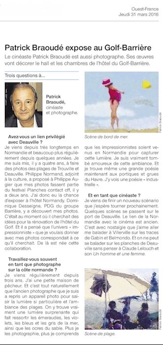 Article Ouest-France 30 Mars 2016 Hôtel du Golf Patrick Braoudé - copie